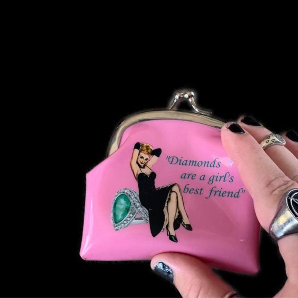 Retro Pink coin purse, rockabilly gifts - Picture 3 of 3
